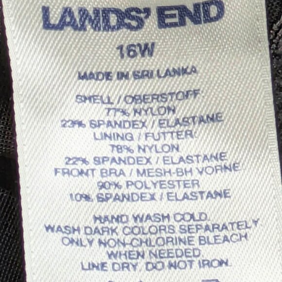 Lands' End Swimsuit Womens 16W Black One Piece Full Coverage Modest Beach - Picture 9 of 9